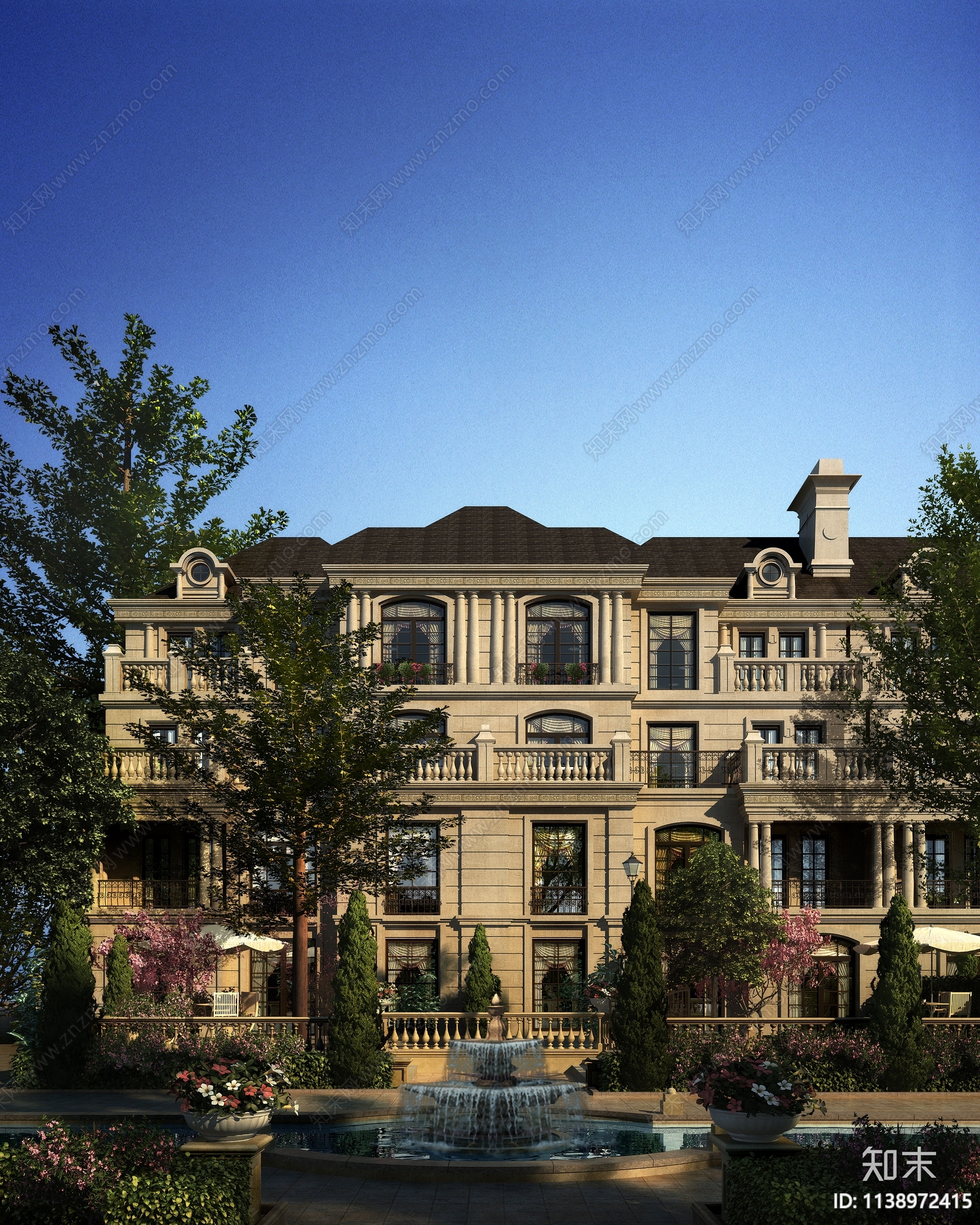 现代多层洋房叠墅建筑效果图施工图下载【ID:1138972415】