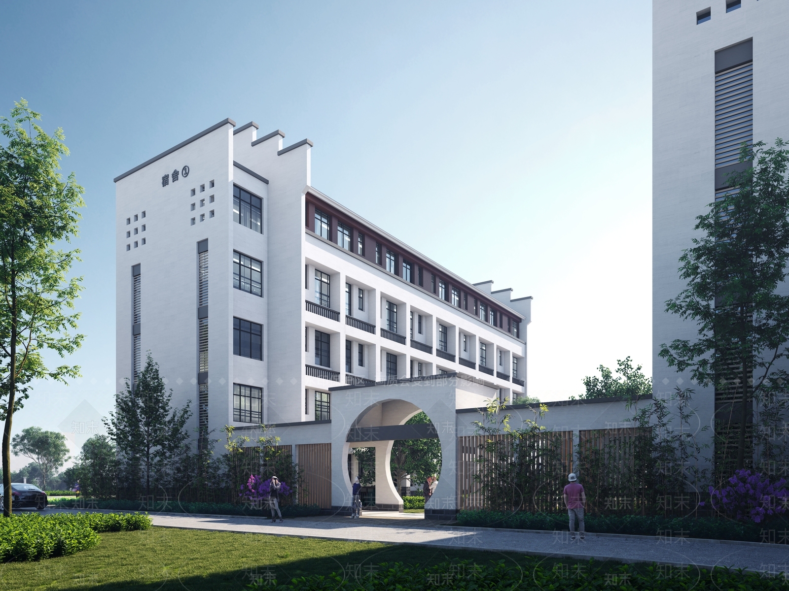 新中式学校外观3D模型下载【ID:1138973948】