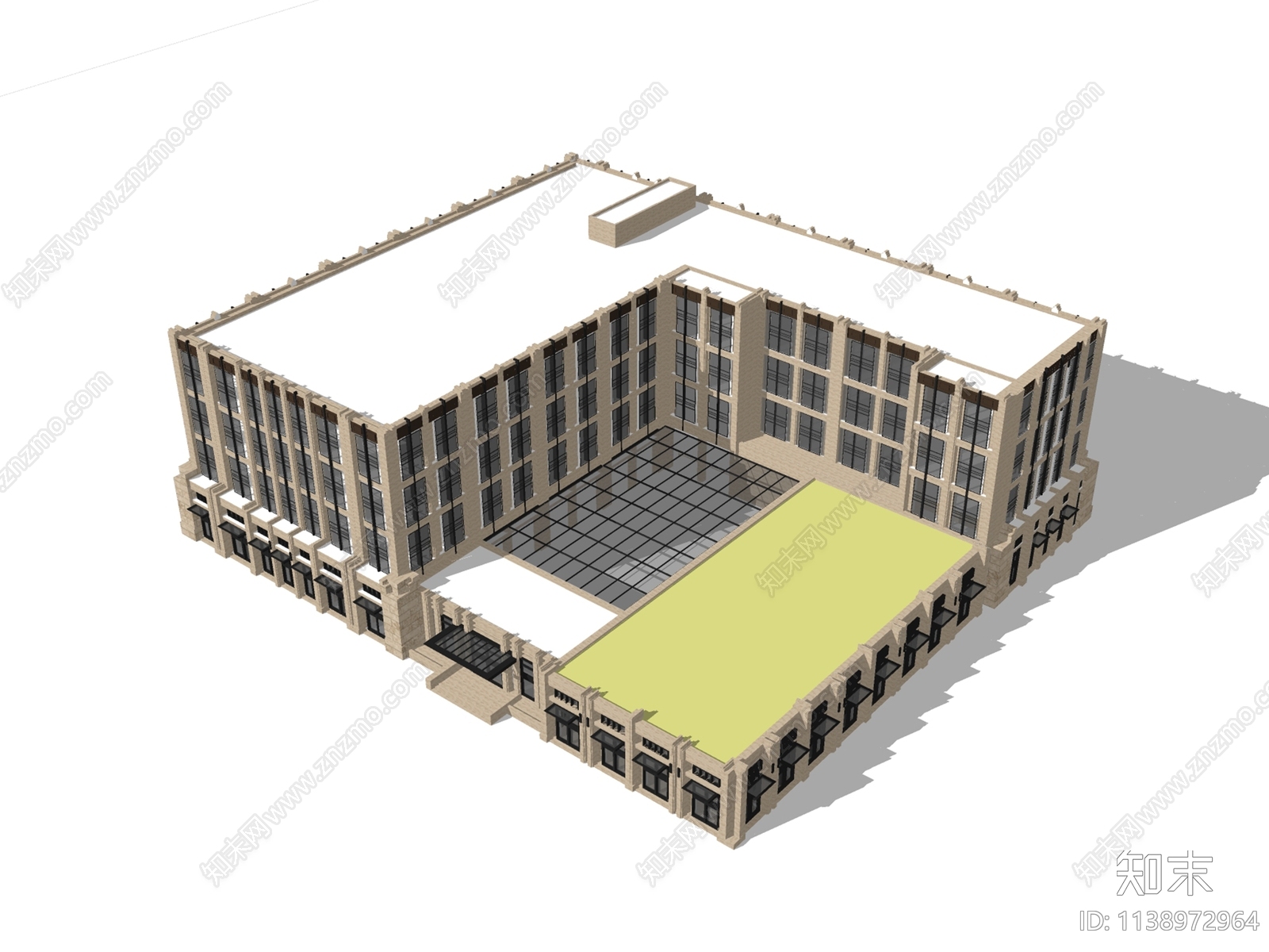 新古典artdeco风格酒店建筑SU模型下载【ID:1138972964】