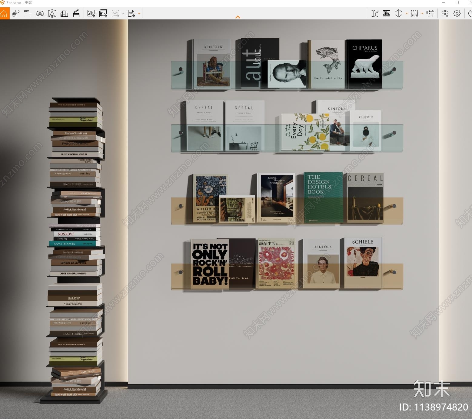 现代壁挂式书架SU模型下载【ID:1138974820】