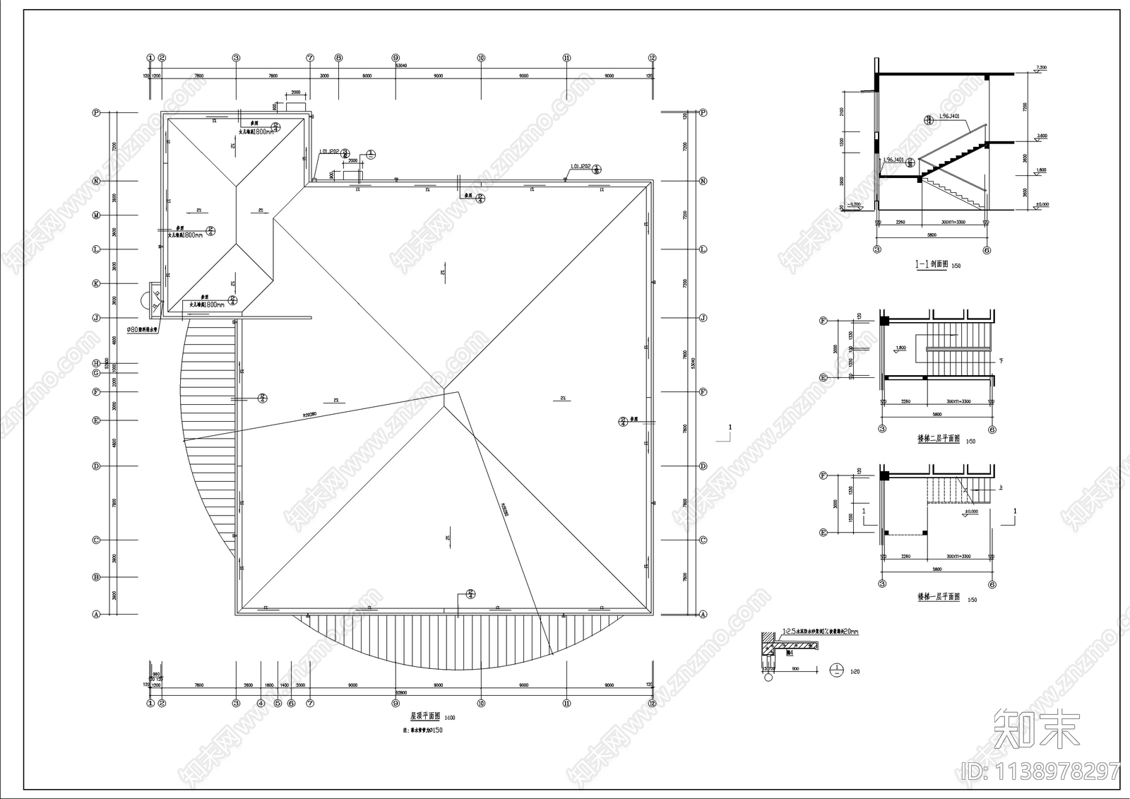 职工食堂建筑cad施工图下载【ID:1138978297】