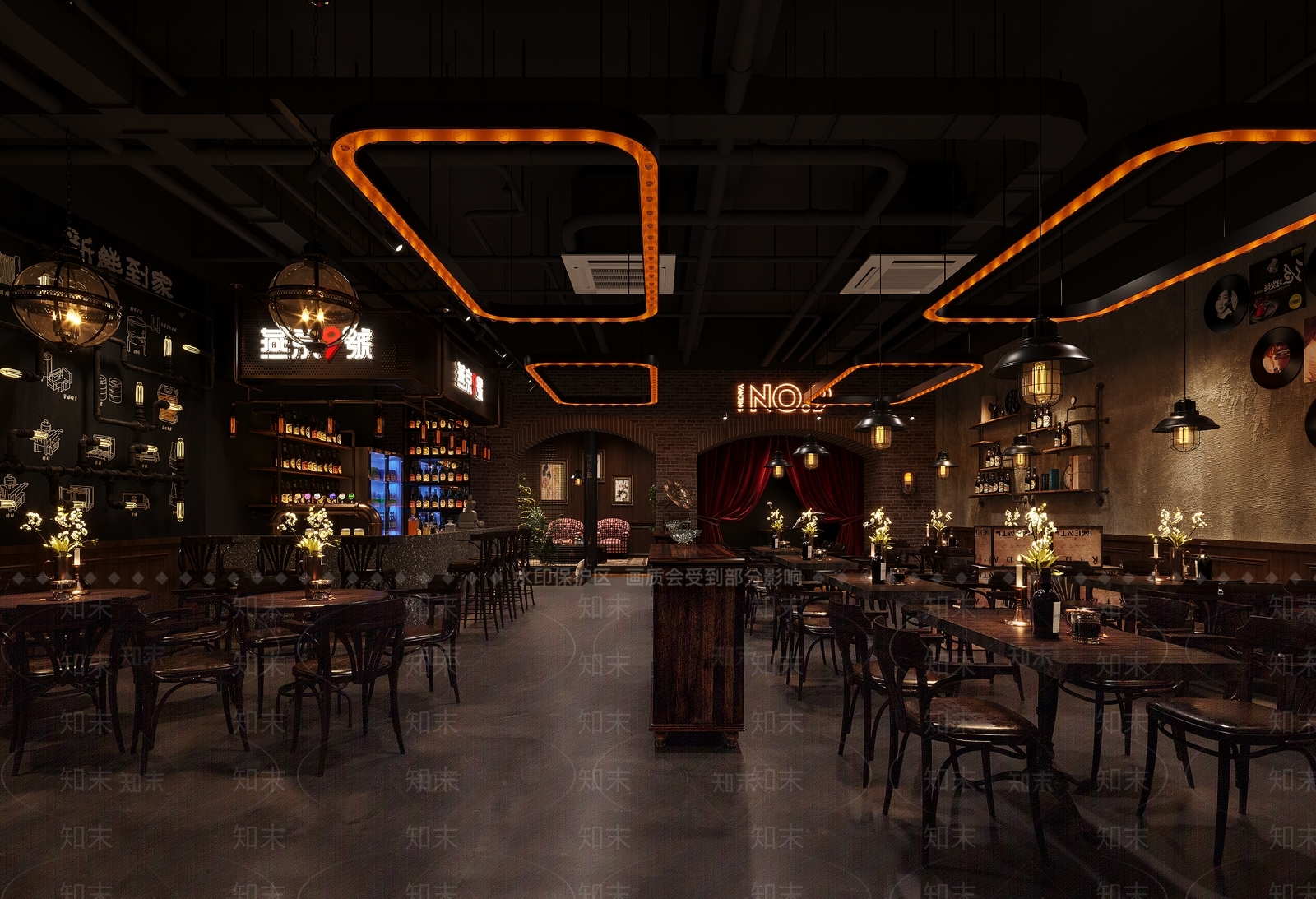 工业风音乐餐厅3D模型下载【ID:1138984900】