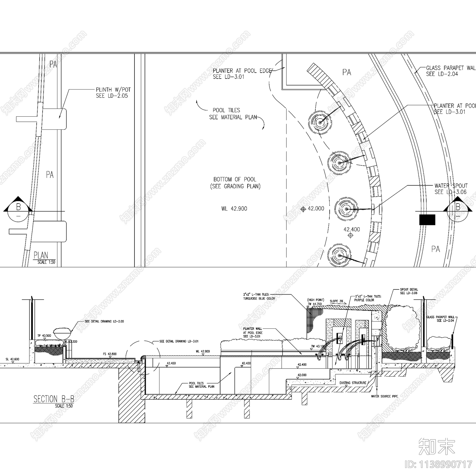 现代重庆希尔顿酒店屋顶花园景观全套cad施工图下载【ID:1138990717】