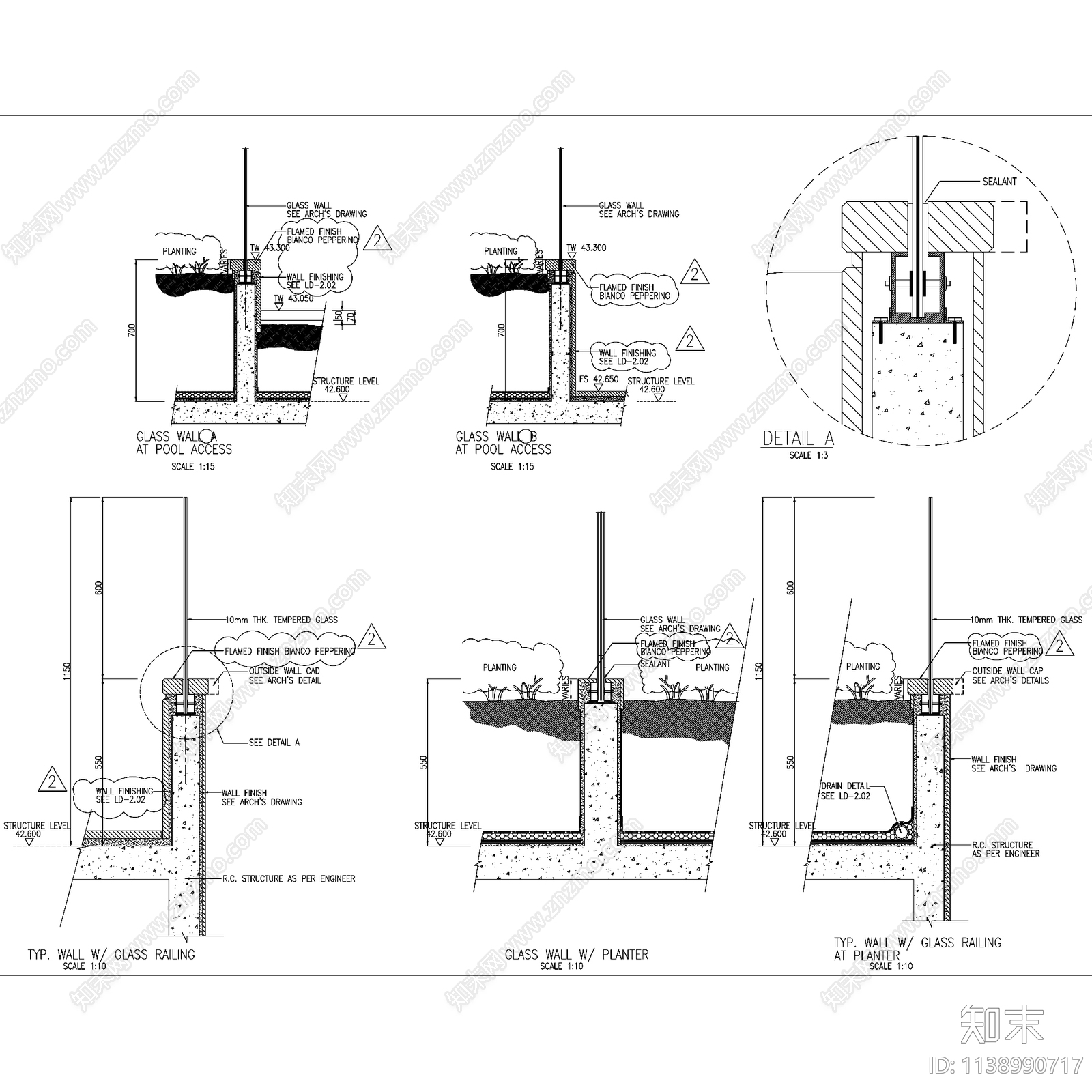 现代重庆希尔顿酒店屋顶花园景观全套cad施工图下载【ID:1138990717】