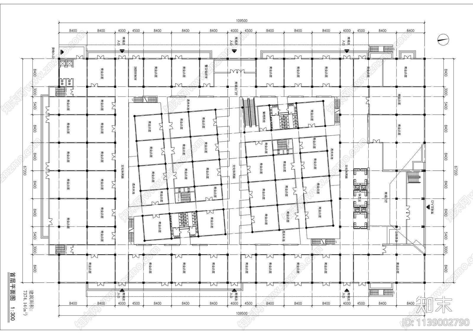 商场建筑cad施工图下载【ID:1139002790】