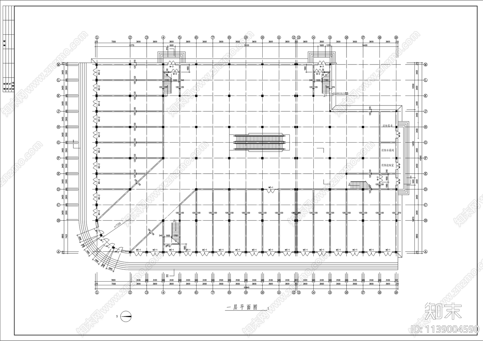 商场全套建筑cad施工图下载【ID:1139004590】