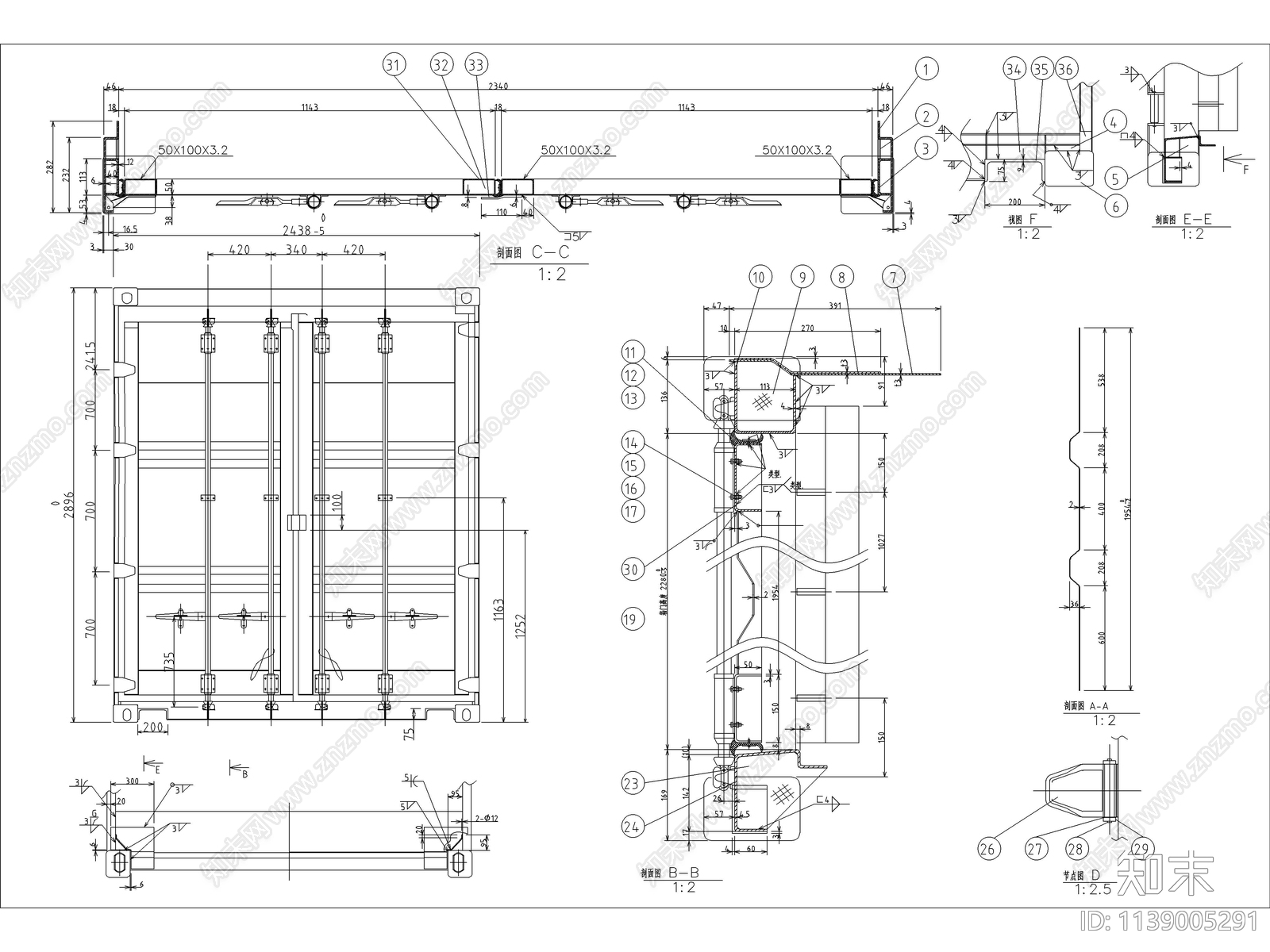 标准20英尺40英尺集装箱建筑施工图下载【ID:1139005291】