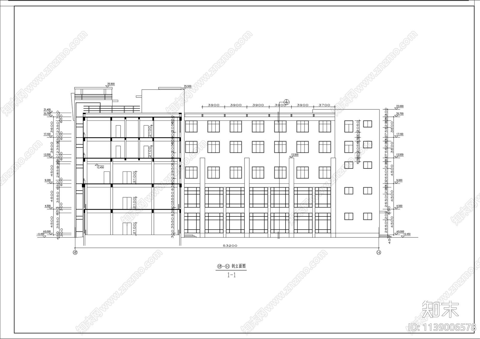办公楼建筑cad施工图下载【ID:1139006578】
