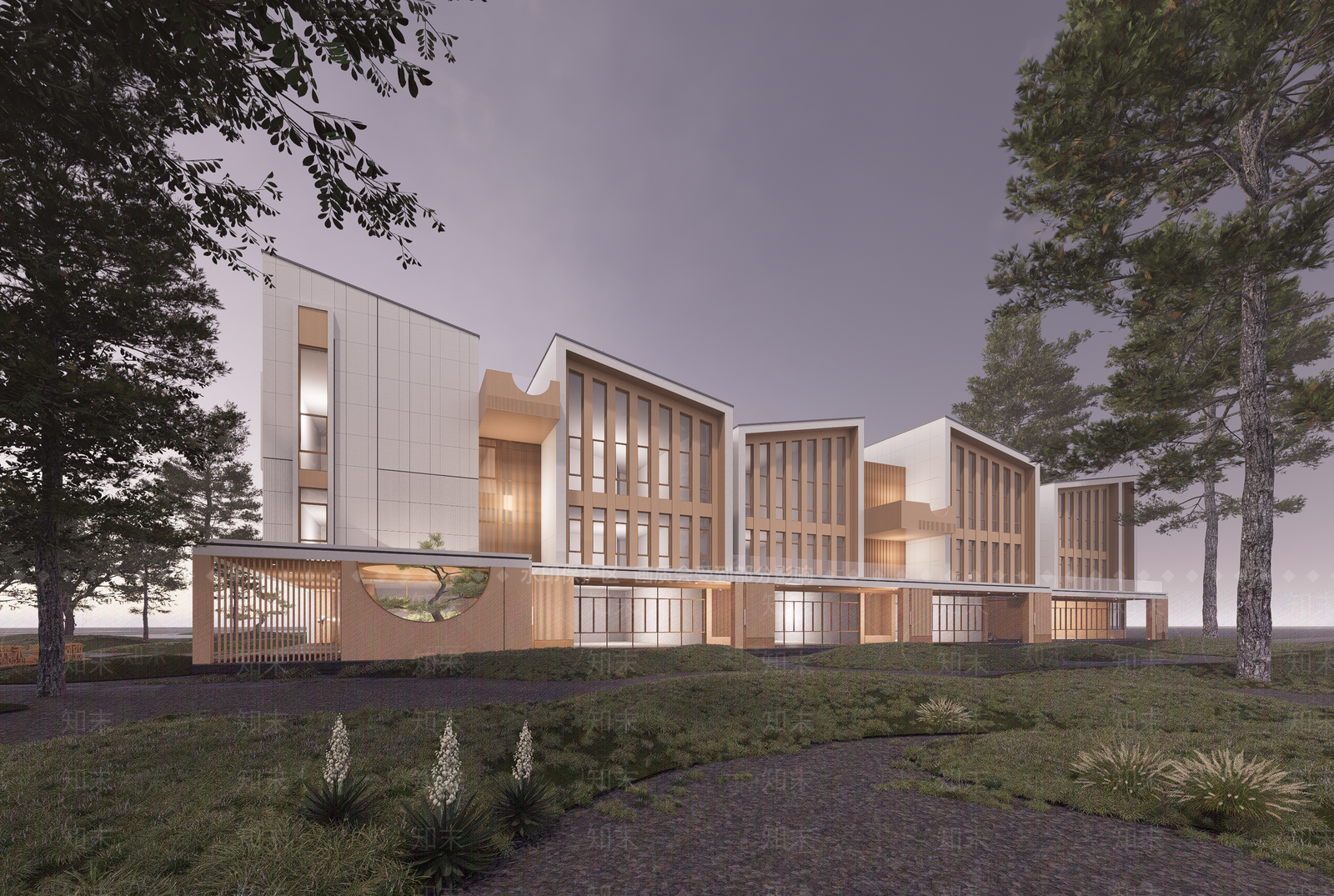 现代剖屋顶幼儿园SU模型下载【ID:1139011133】