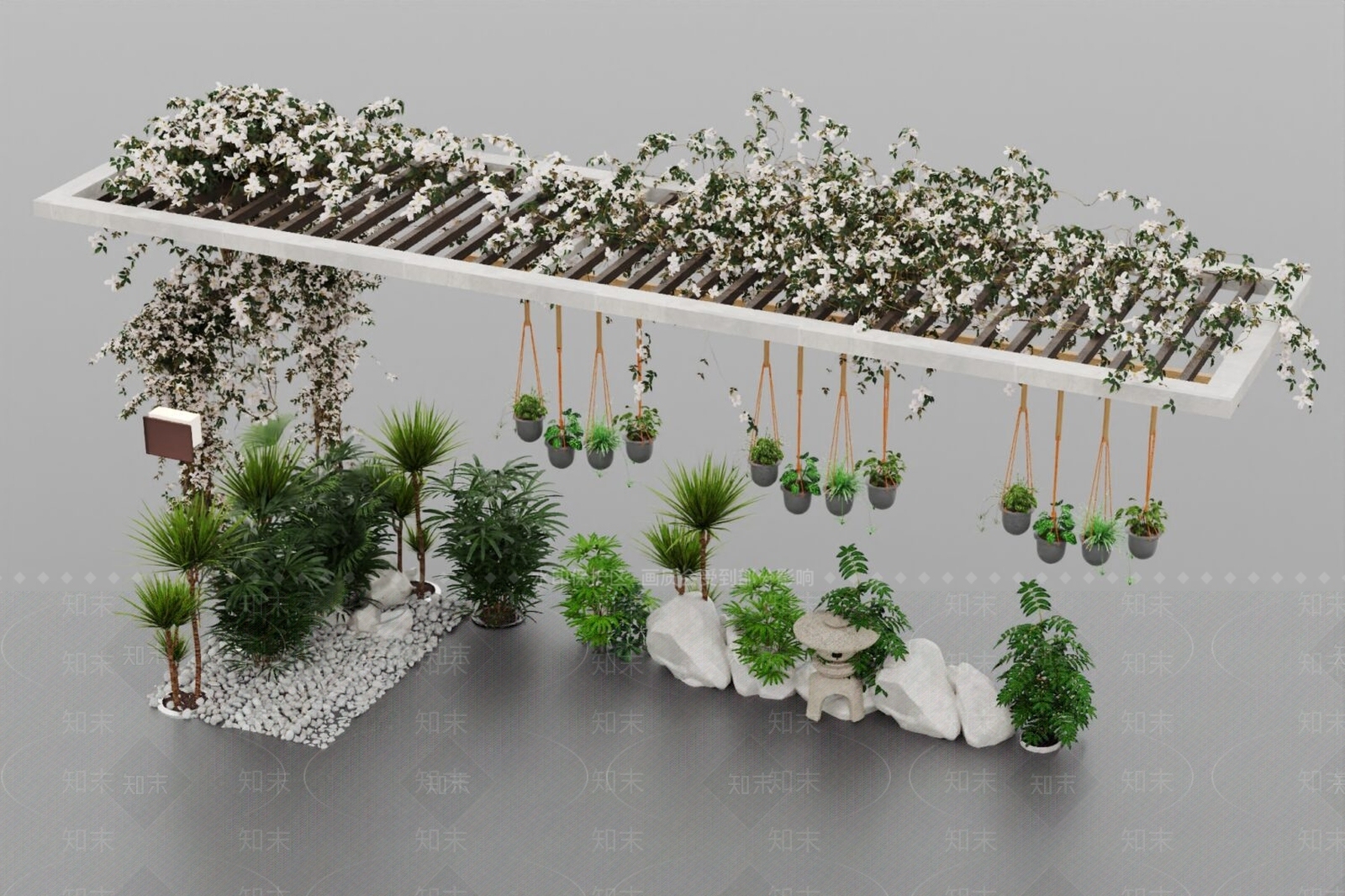 现代植物廊架SU模型下载【ID:1139011715】