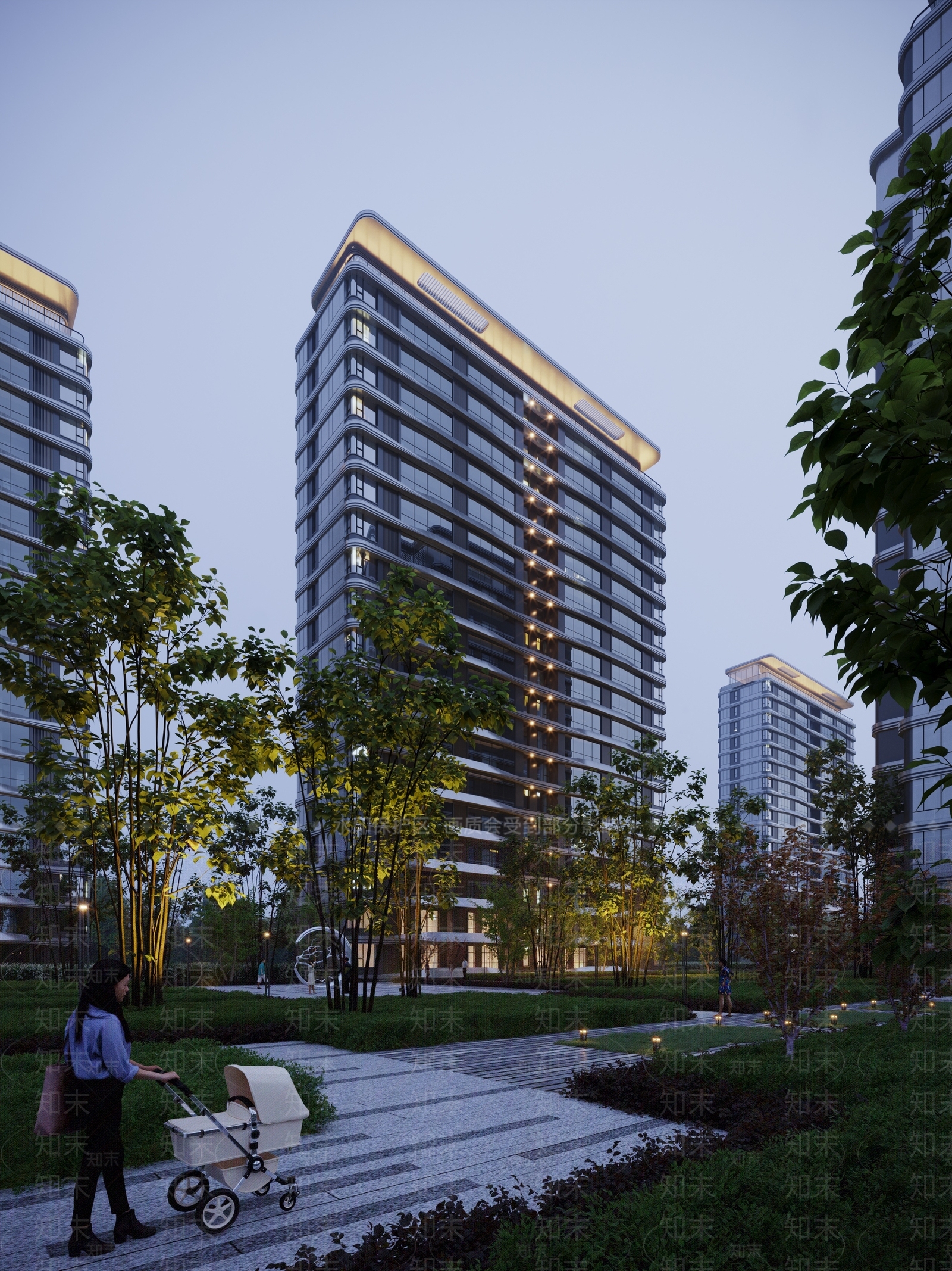 现代高层住宅3D模型下载【ID:1139014281】