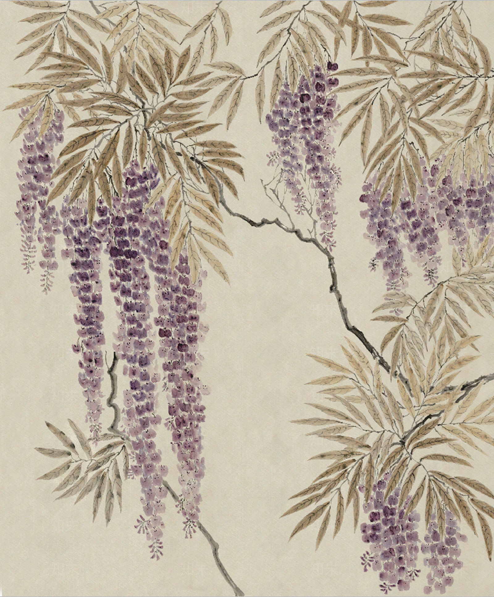 葡萄藤印花壁纸贴图下载【ID:1139015855】