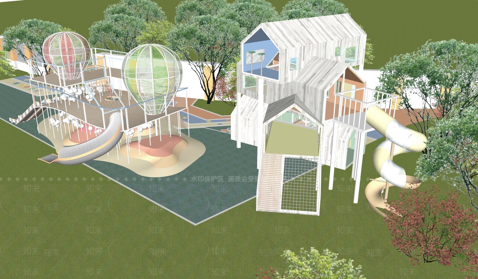 儿童滑梯SU模型下载【ID:1139018666】