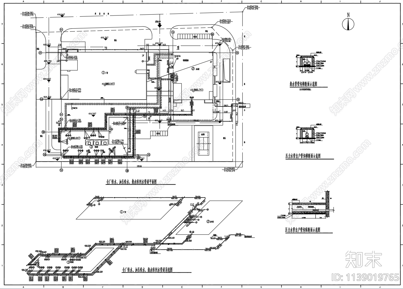 厂区室外管网平面系统布置图施工图下载【ID:1139019765】