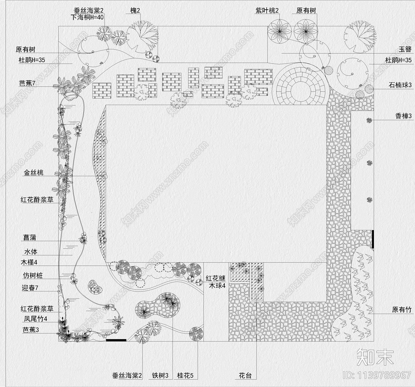 别墅花园平面布置图施工图下载【ID:1139789967】