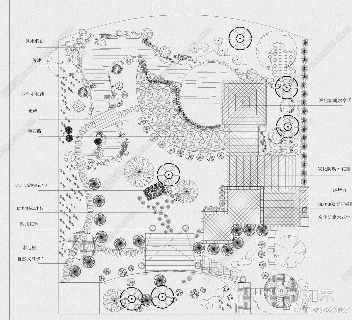 别墅花园平面布置图施工图下载【ID:1139789967】