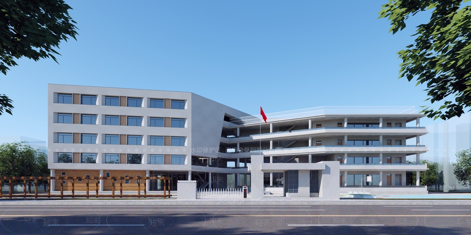 现代小学学校外观3D模型下载【ID:1139022985】