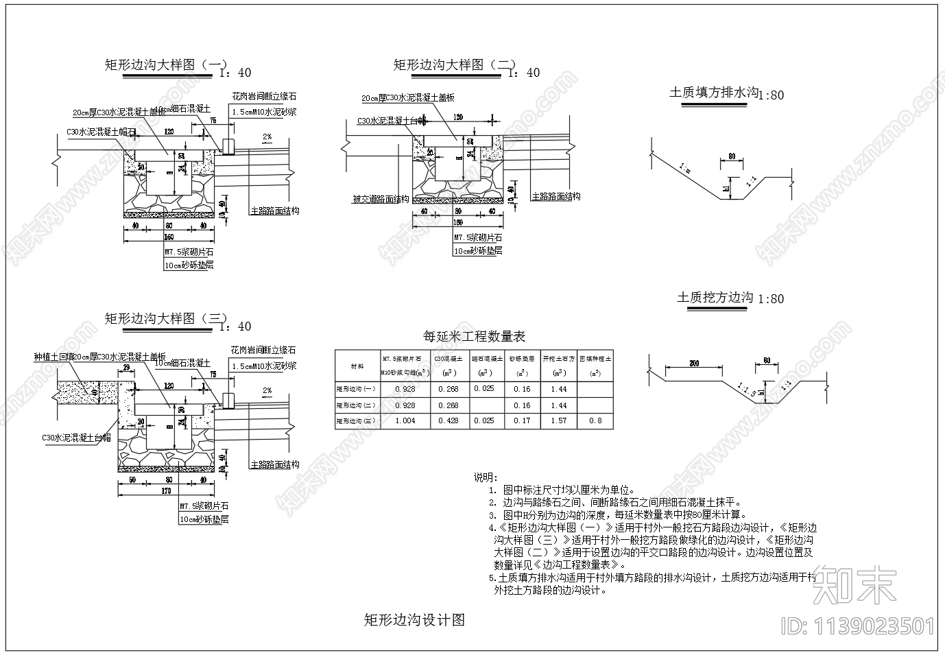 矩形边沟结构盖板施工图下载【ID:1139023501】