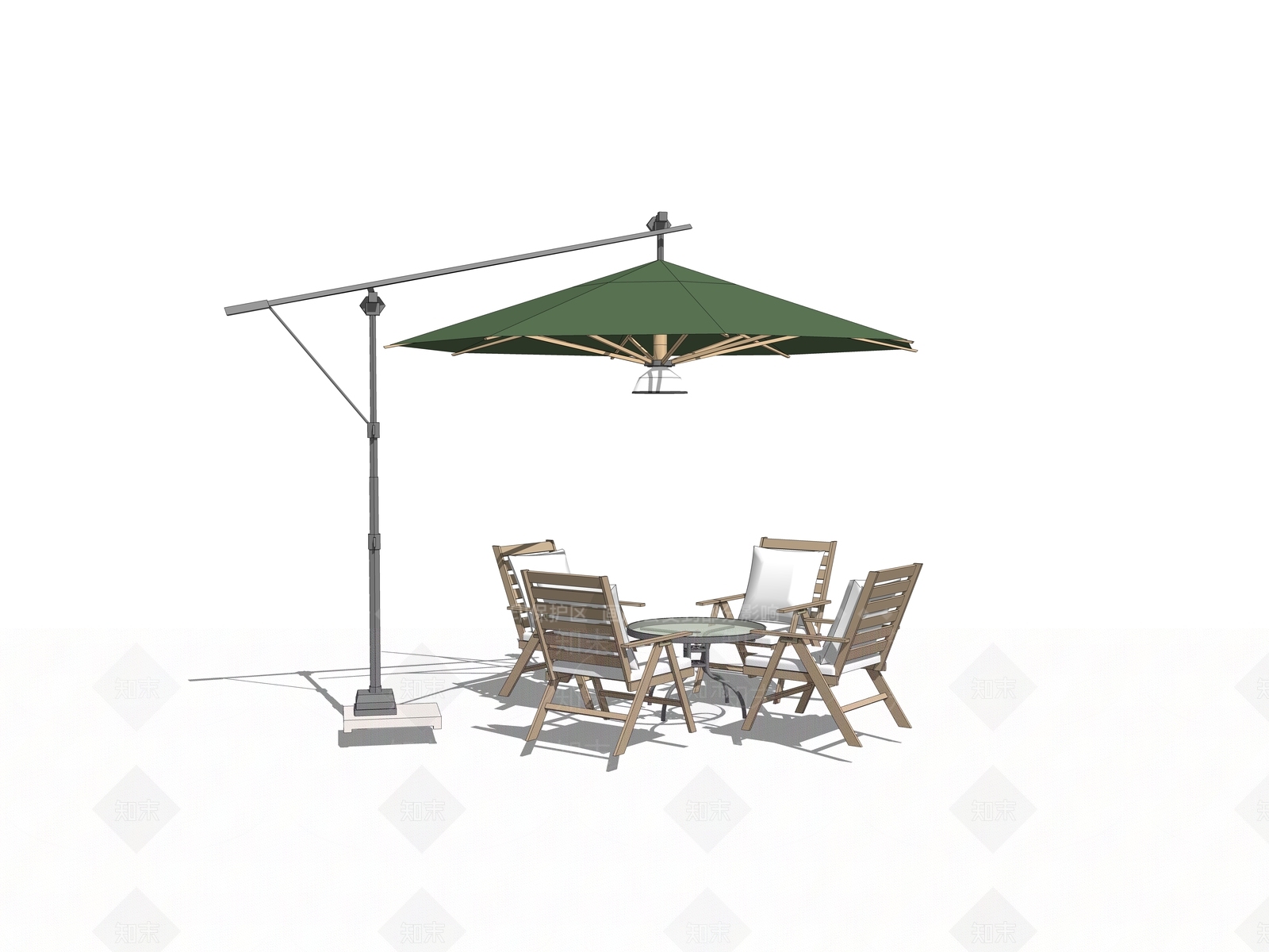 现代户外遮阳伞桌椅组合SU模型下载【ID:1139023712】