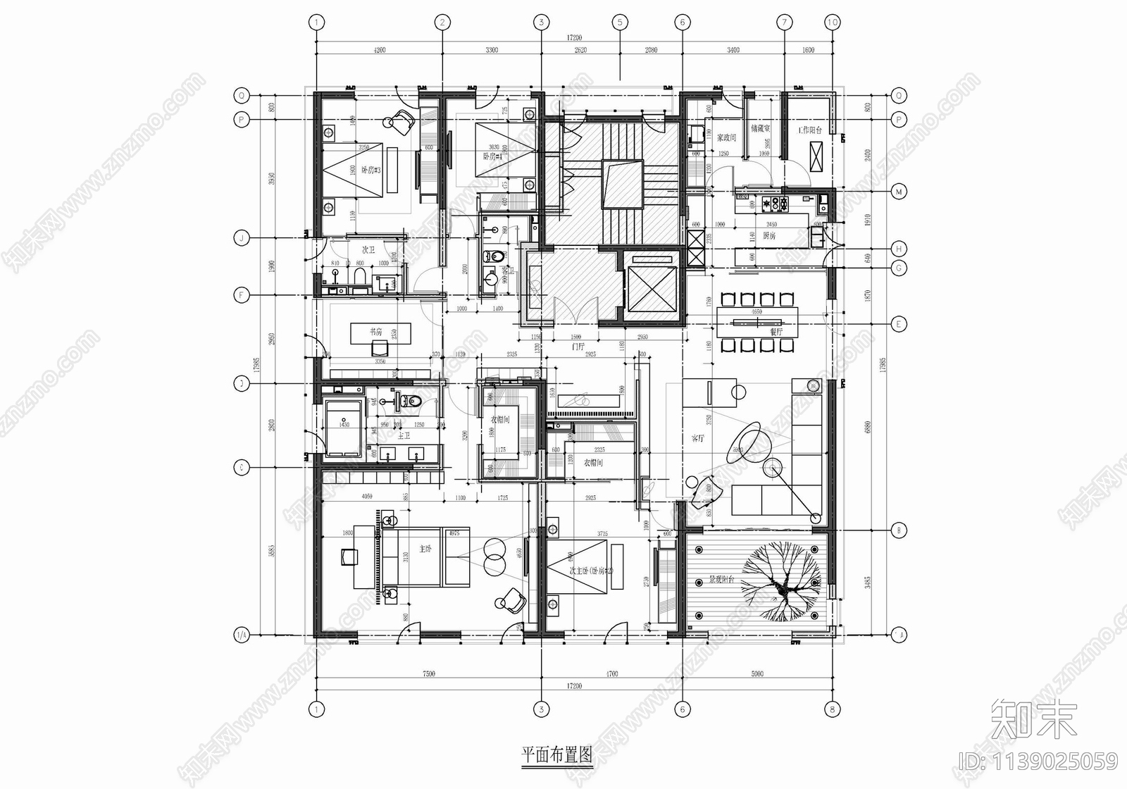 280㎡大平层家装cad施工图下载【ID:1139025059】