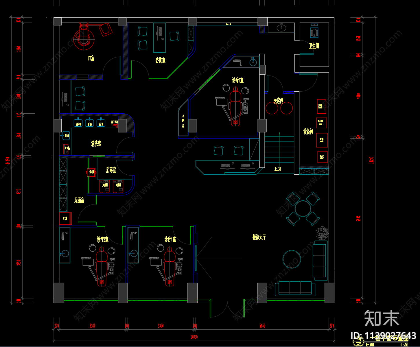 口腔医院cad施工图下载【ID:1139027643】