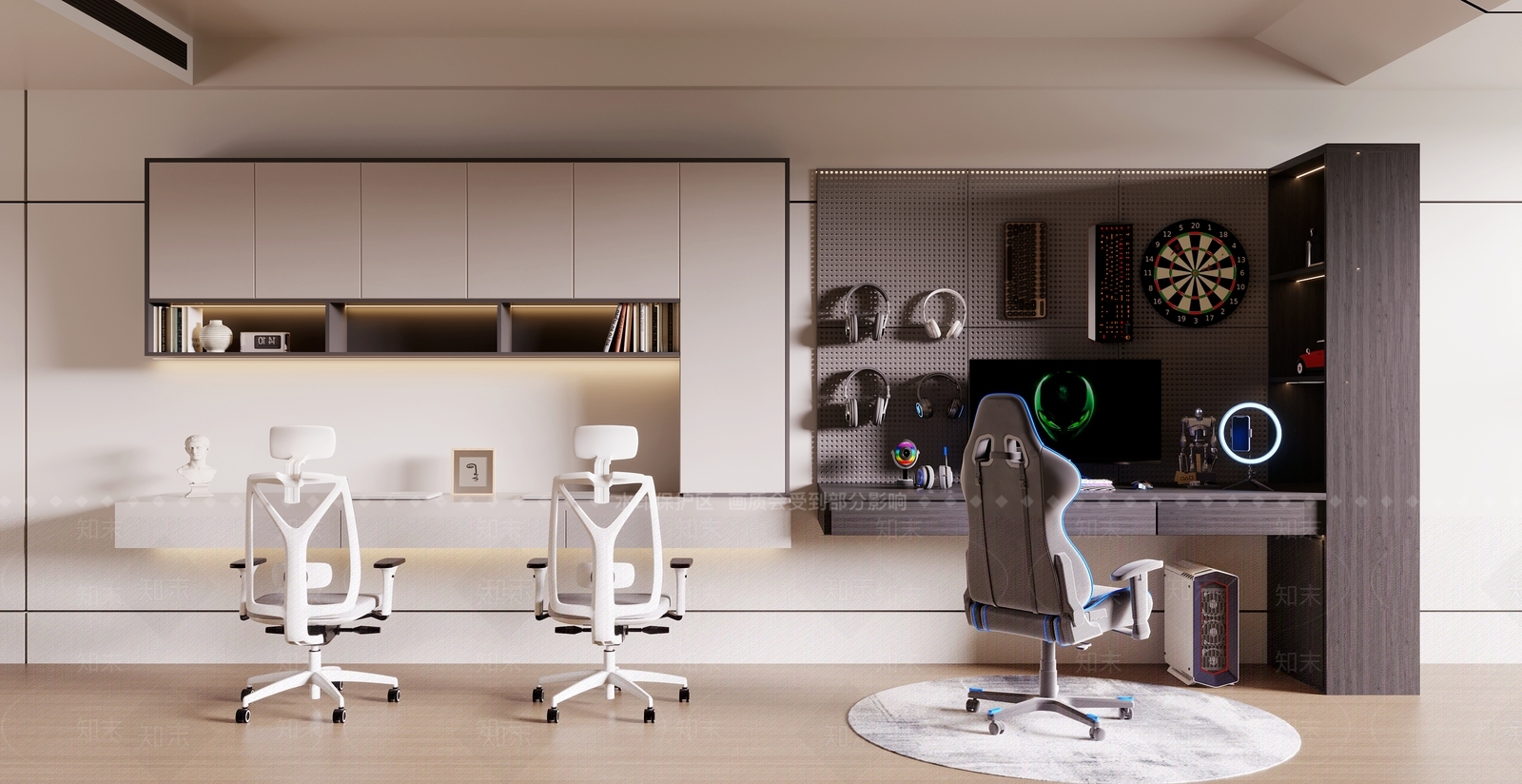 现代书桌椅组合3D模型下载【ID:1139027177】