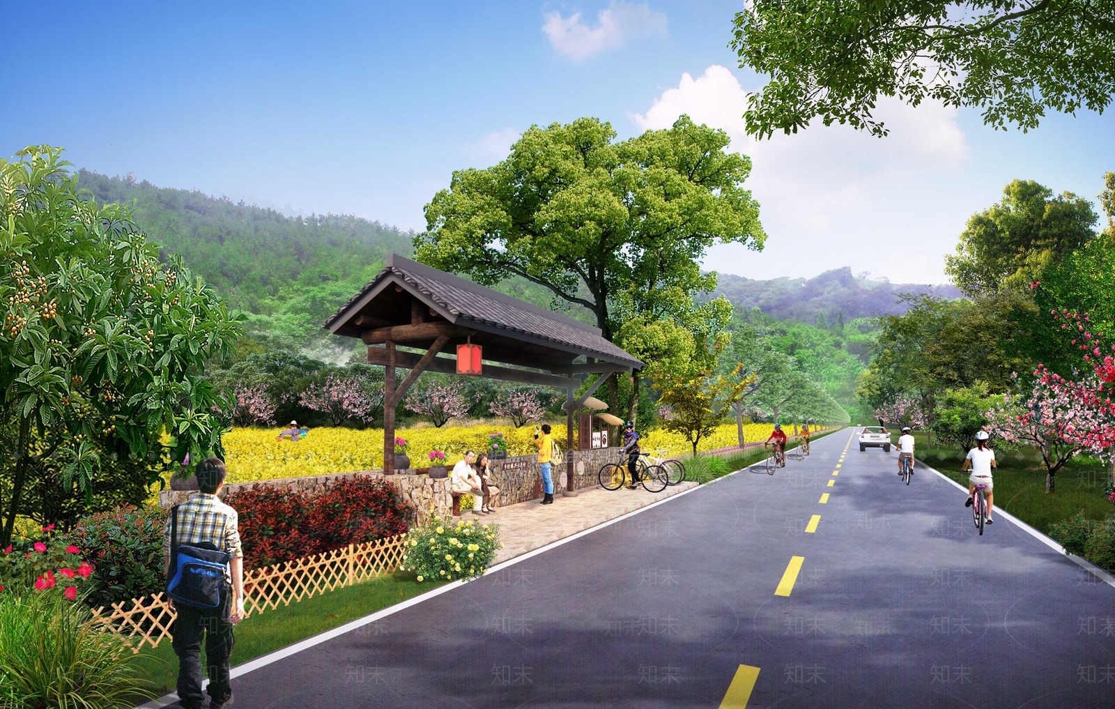 现代乡村道路SU模型下载【ID:1139028517】