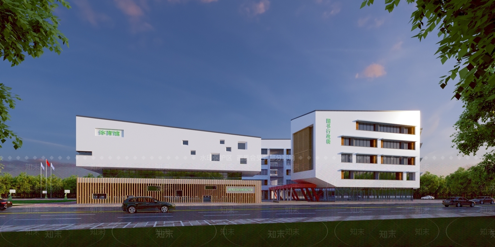 现代学校外观3D模型下载【ID:1139028942】