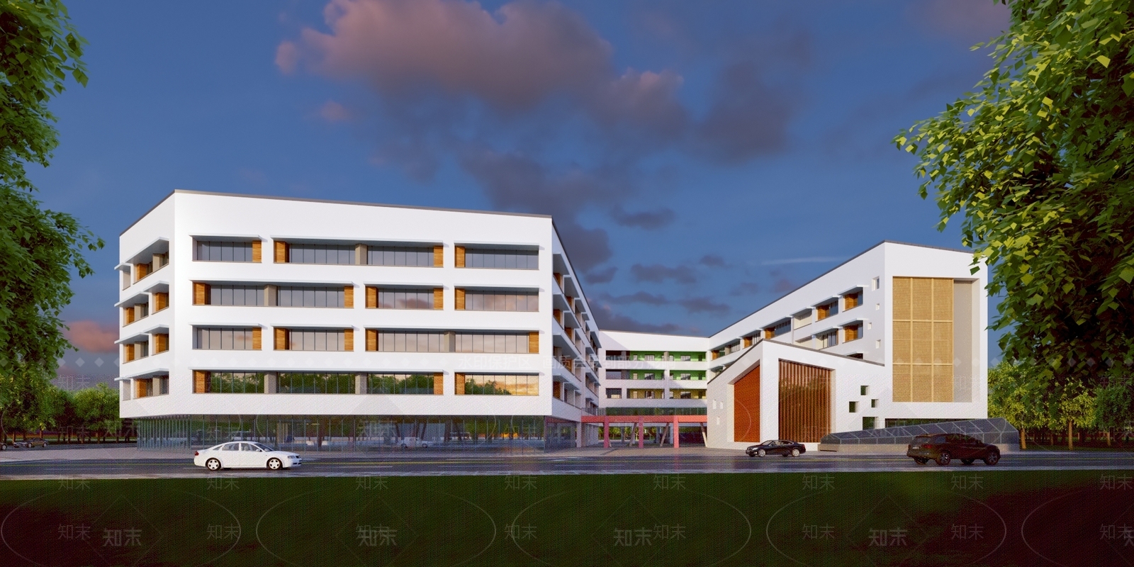 现代学校外观3D模型下载【ID:1139028942】