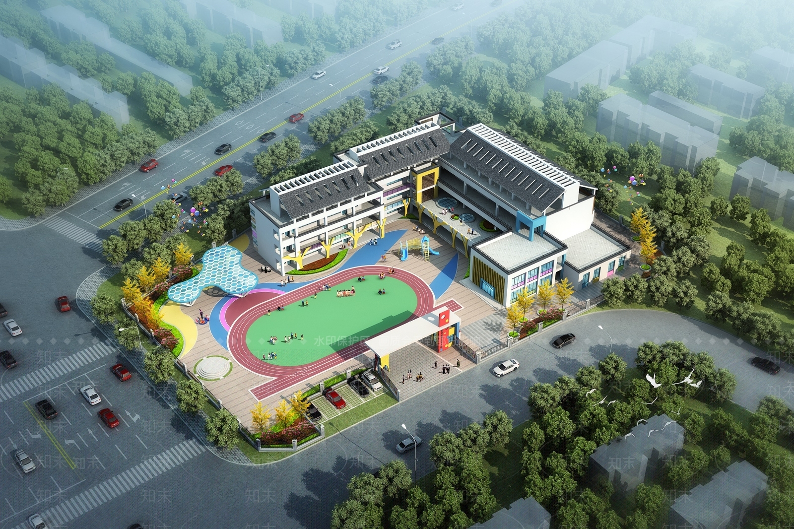 现代学校外观3D模型下载【ID:1139029517】