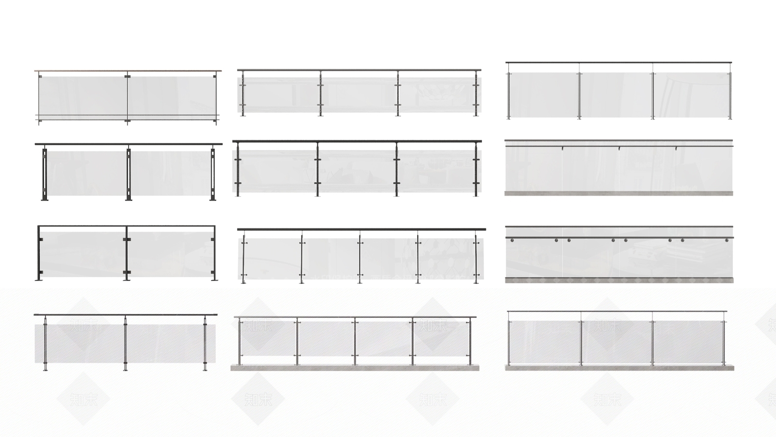 现代玻璃栏杆SU模型下载【ID:1139040083】