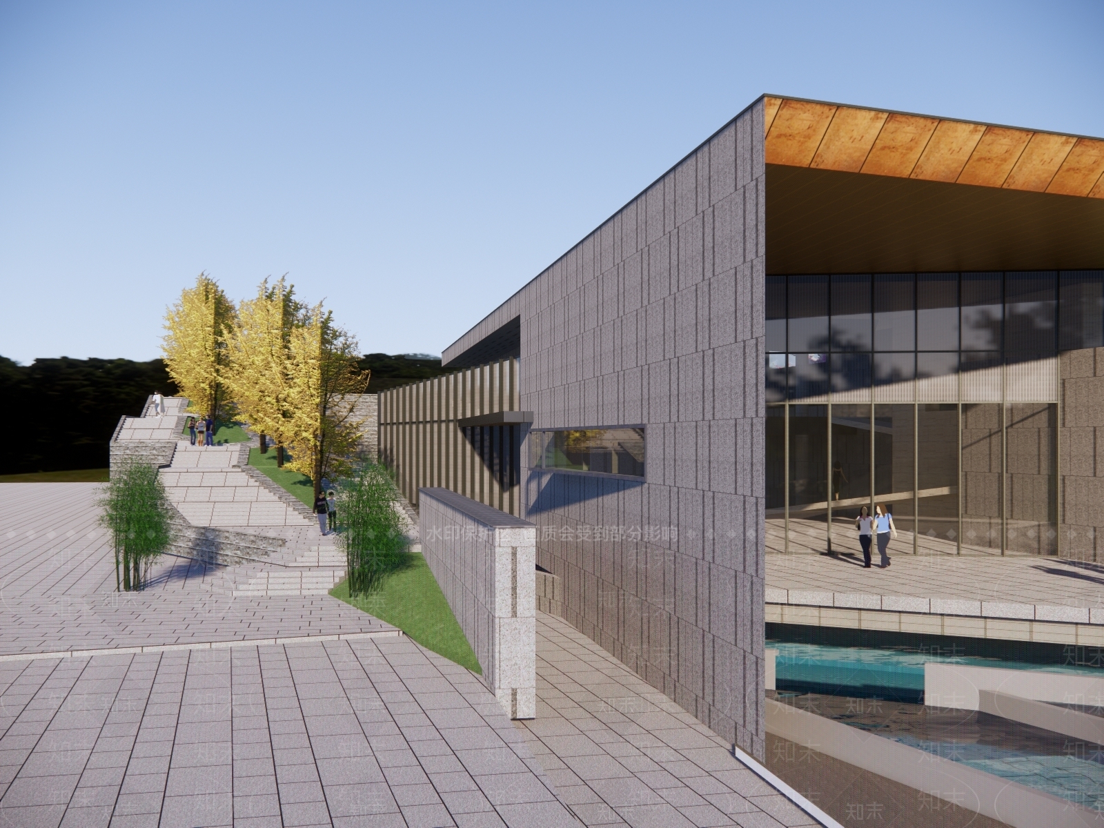 现代展览馆建筑SU模型下载【ID:1148839689】