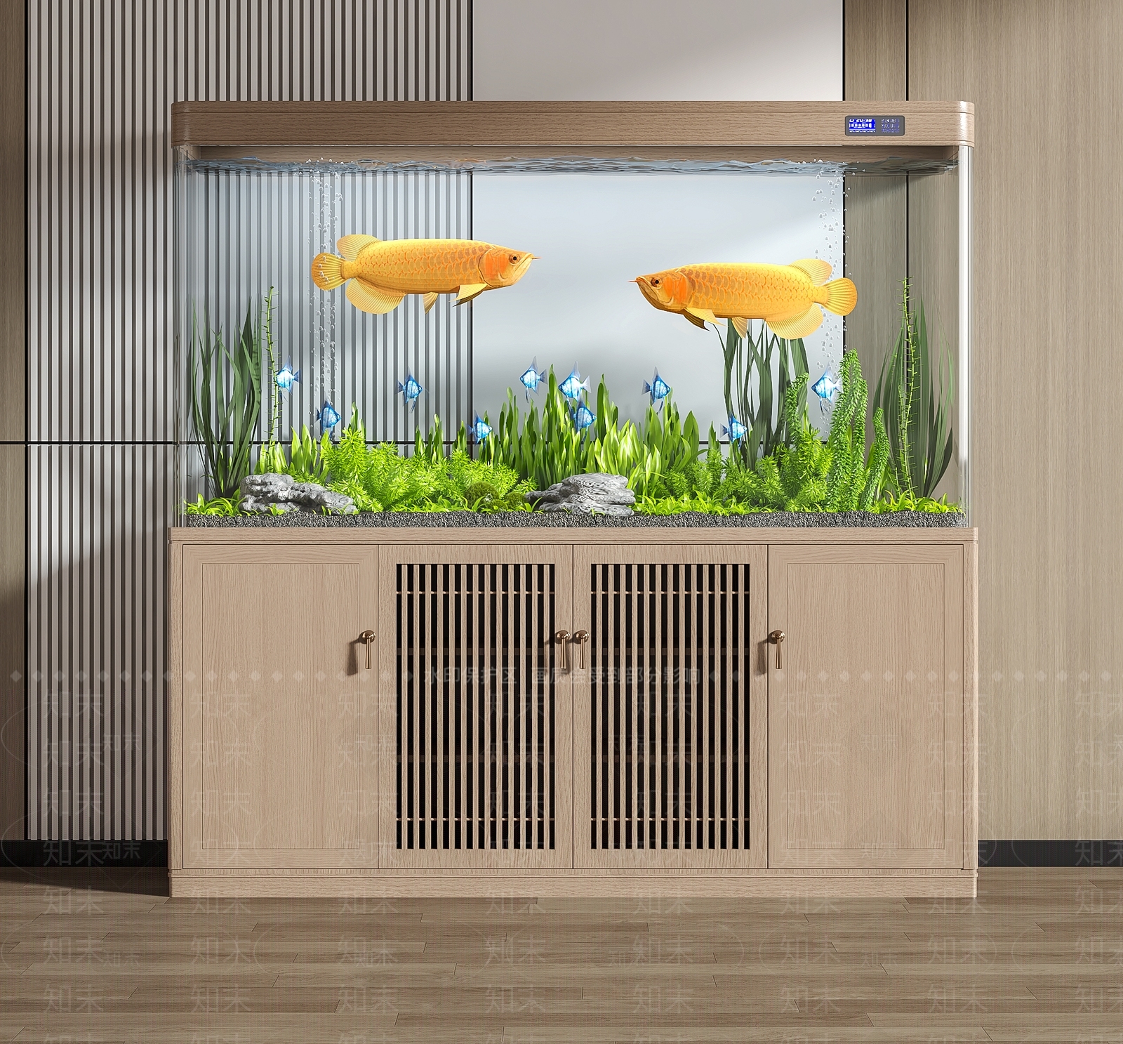 新中式鱼缸水族3D模型下载【ID:1139039715】