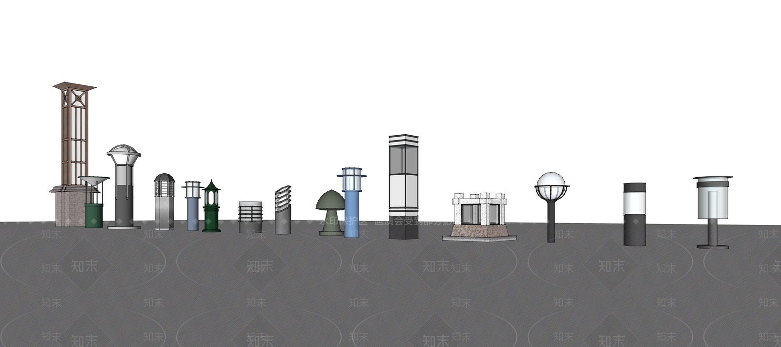 现代室外灯SU模型下载【ID:1139042358】