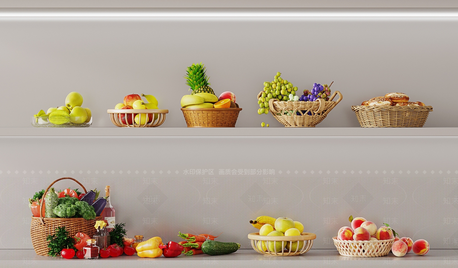 水果蔬菜3D模型下载【ID:1139043276】