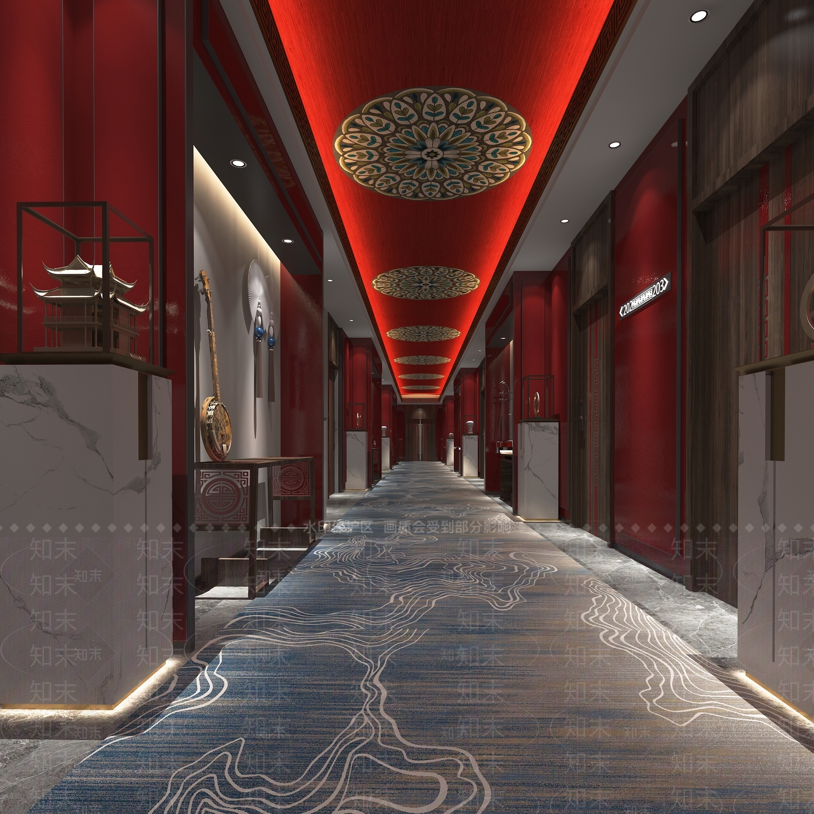 新中式商场过道3D模型下载【ID:1139044857】
