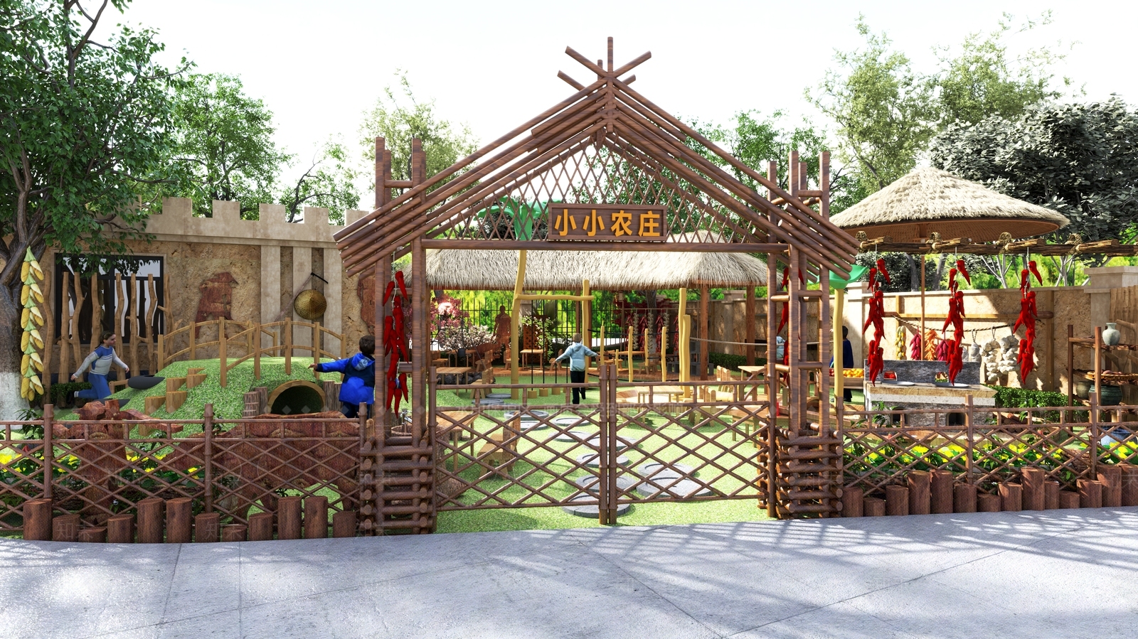 中式户外农家乐3D模型下载【ID:1139046828】