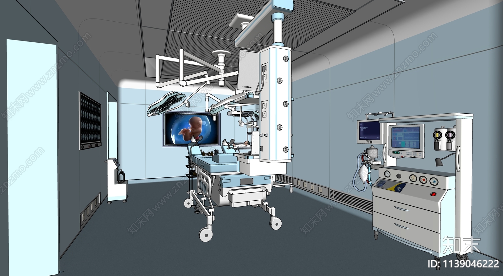 现代医院手术室SU模型下载【ID:1139046222】