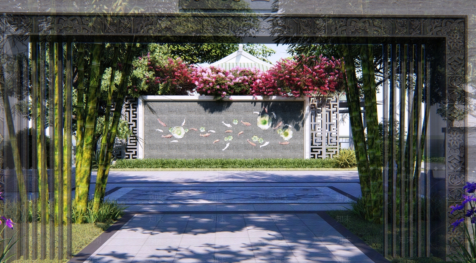 中式口袋公园SU模型下载【ID:1139047749】