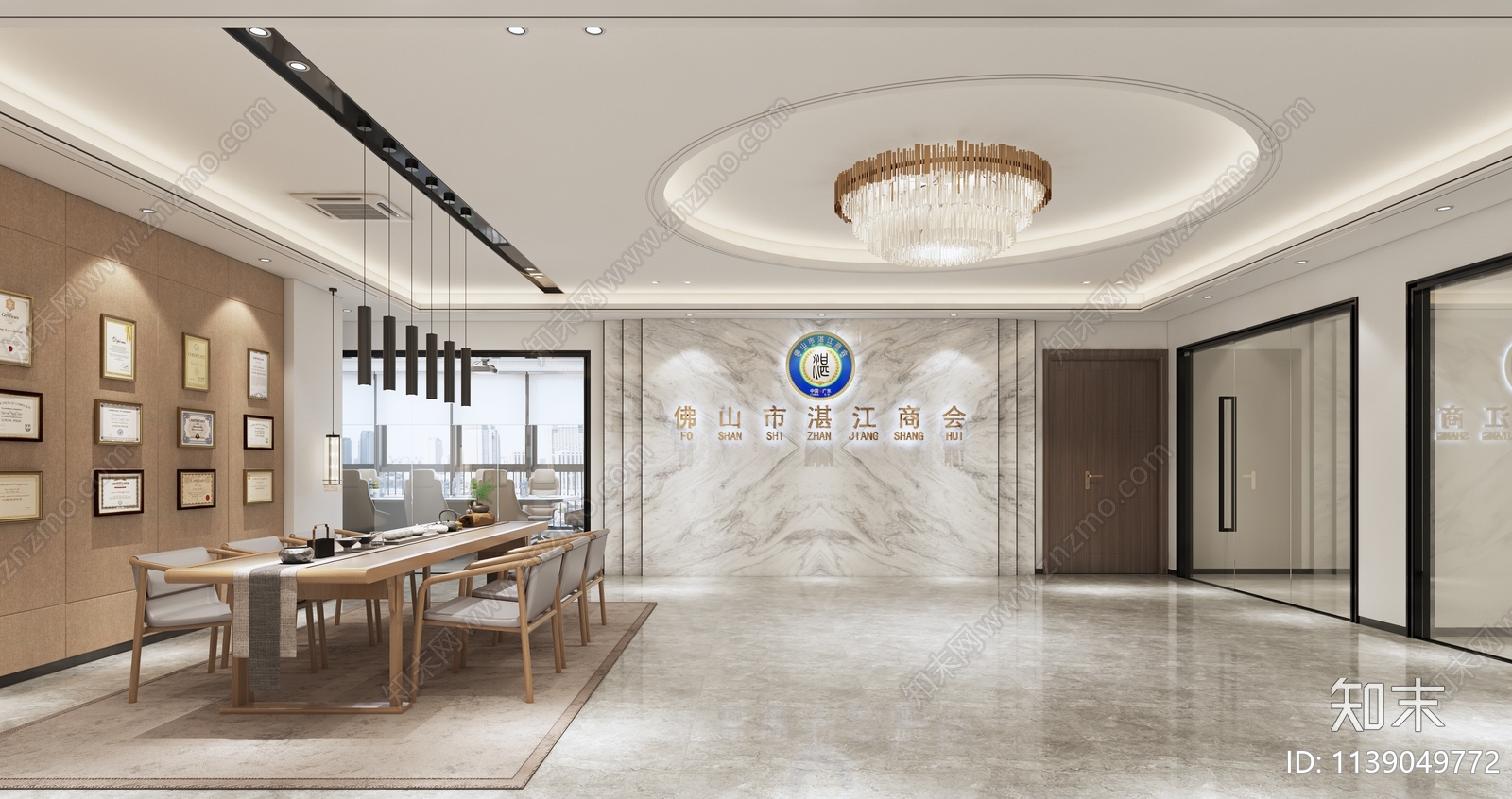 商会办公室cad施工图下载【ID:1139049772】