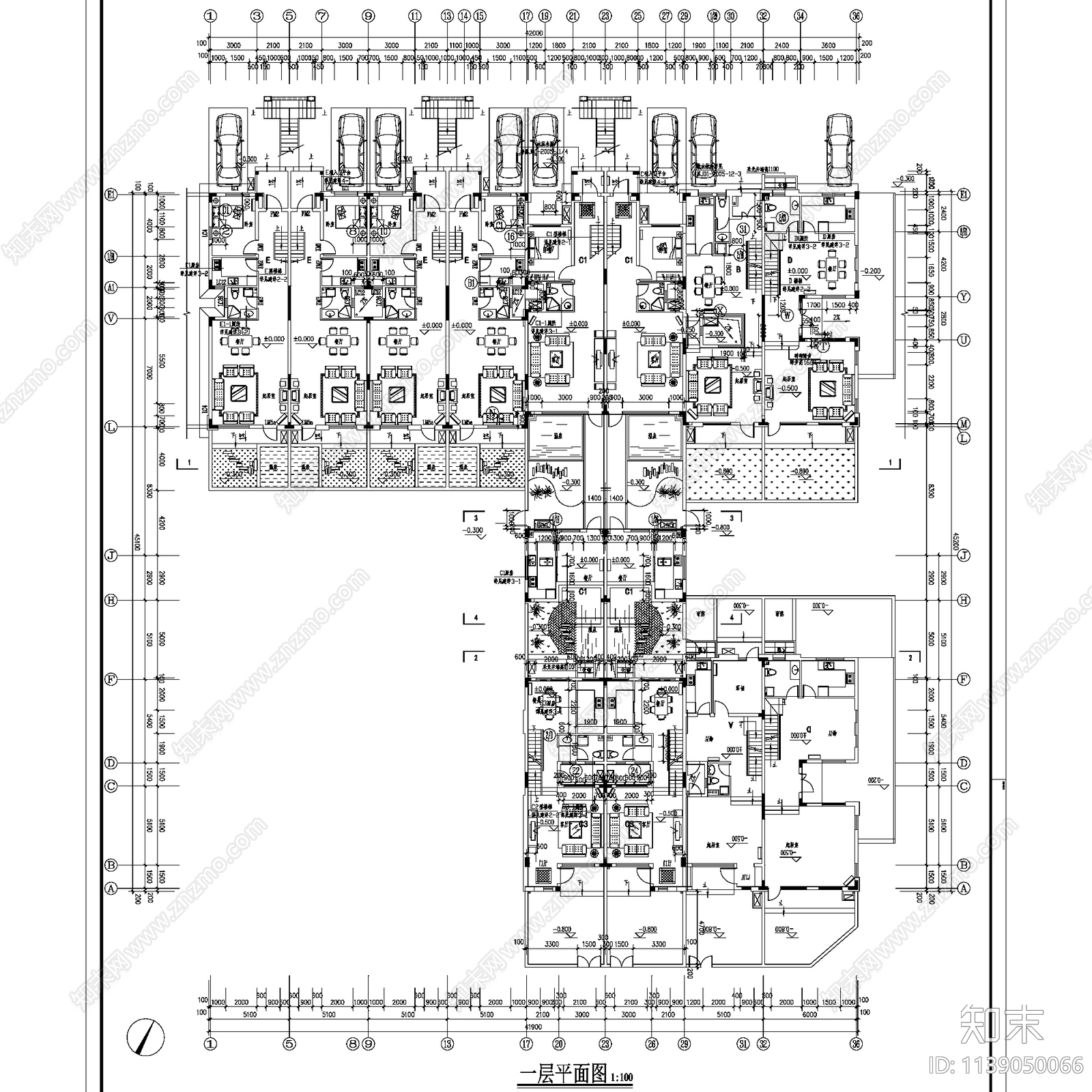 合院别墅联排居住建筑16套施工图下载【ID:1139050066】