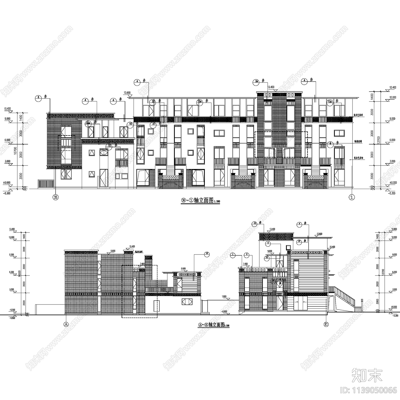 合院别墅联排居住建筑16套施工图下载【ID:1139050066】