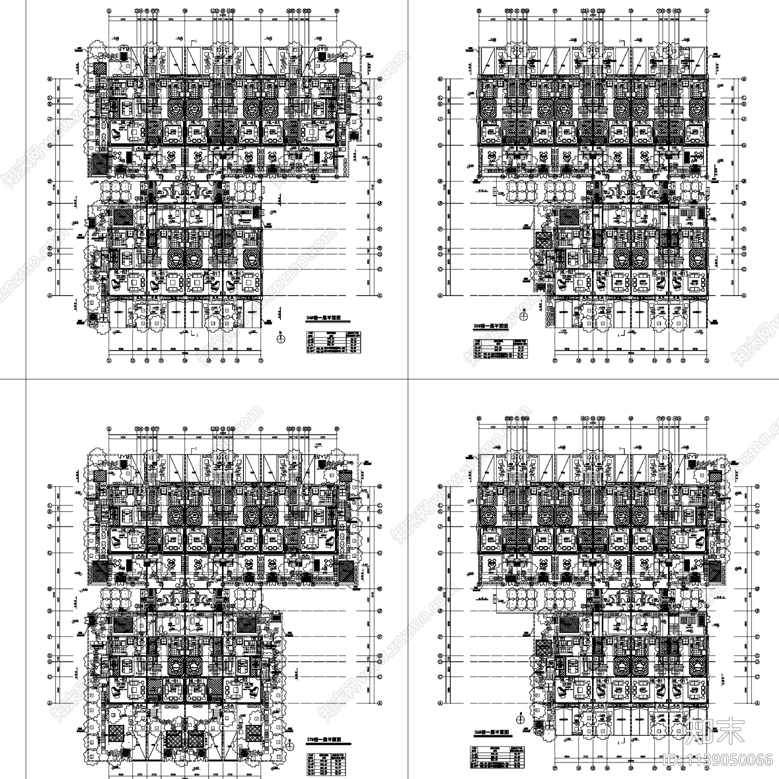 合院别墅联排居住建筑16套施工图下载【ID:1139050066】