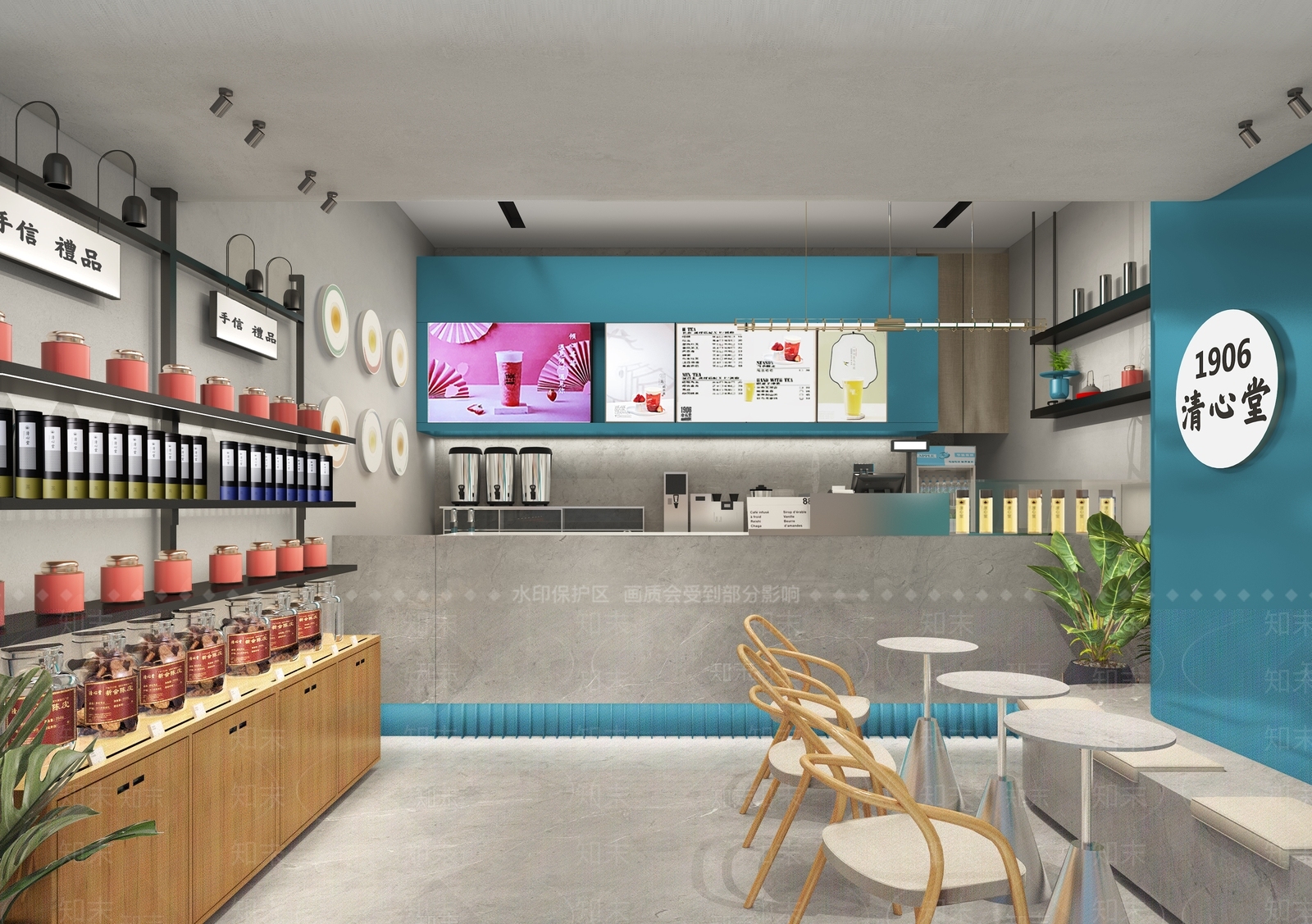 现代奶茶店3D模型下载【ID:1139057298】