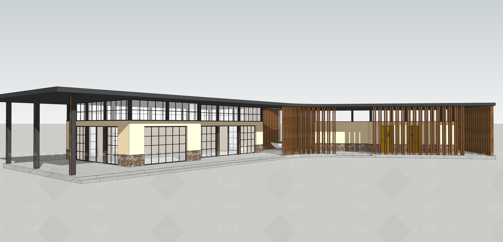现代游客中心SU模型下载【ID:1139055851】