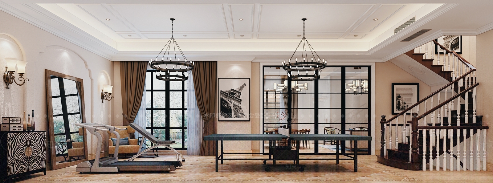 美式家居健身房3D模型下载【ID:1139055988】