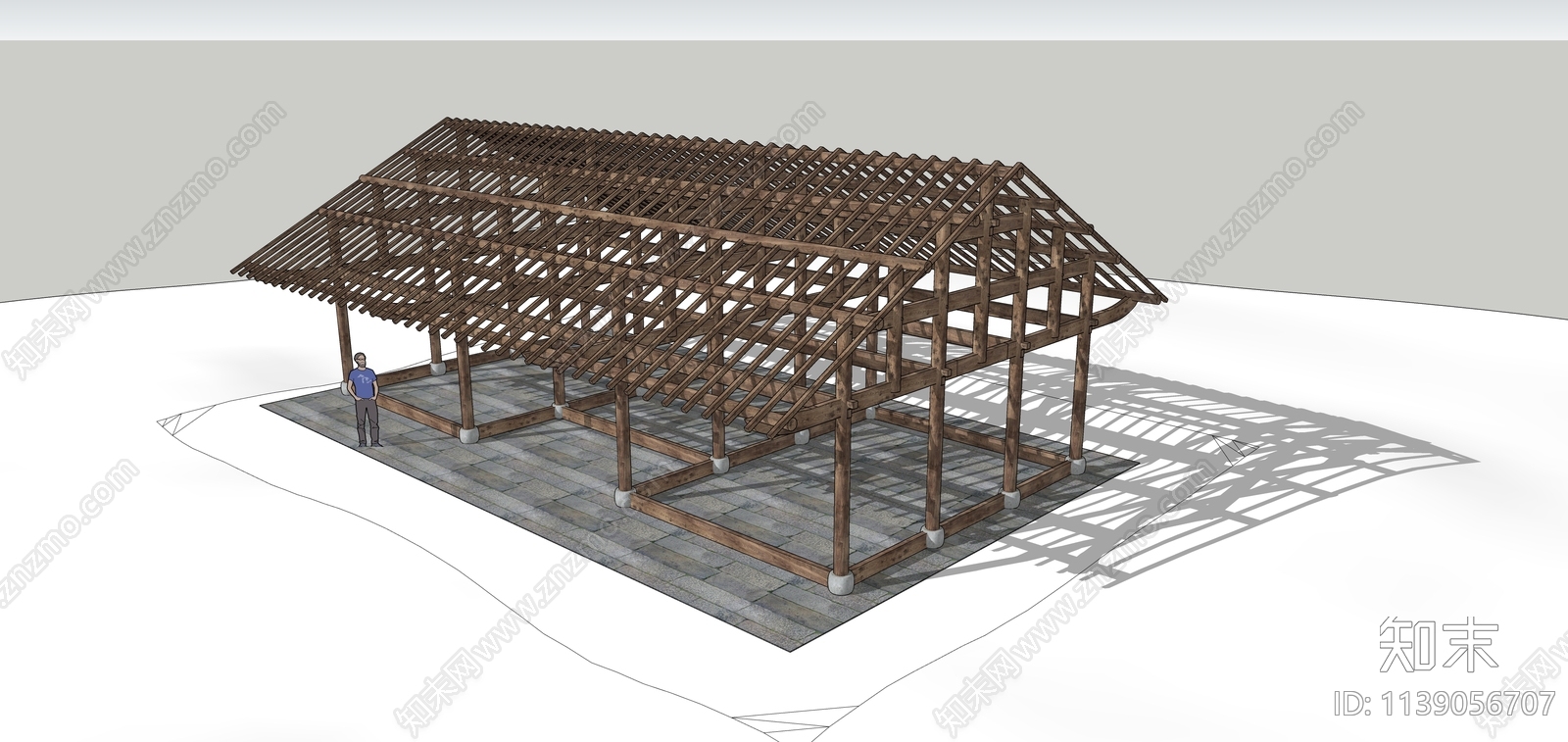 现代乡村传统建筑木框架SU模型下载【ID:1139056707】