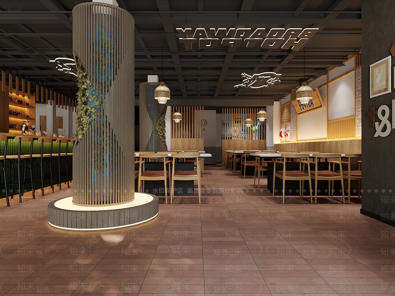 现代复古火锅店3D模型下载【ID:1139063242】