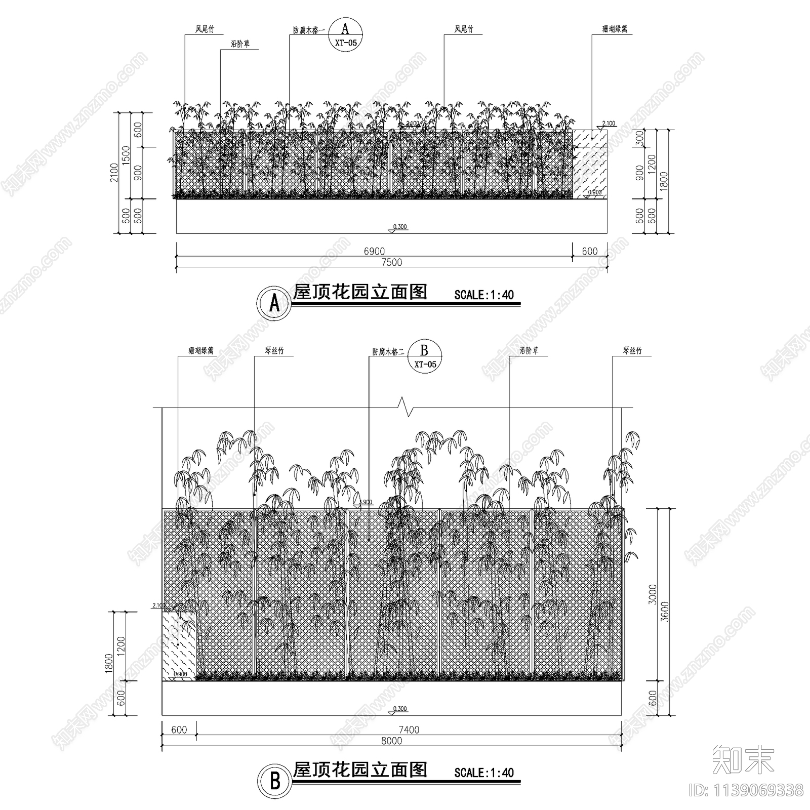 现代屋顶花园景观cad施工图下载【ID:1139069338】