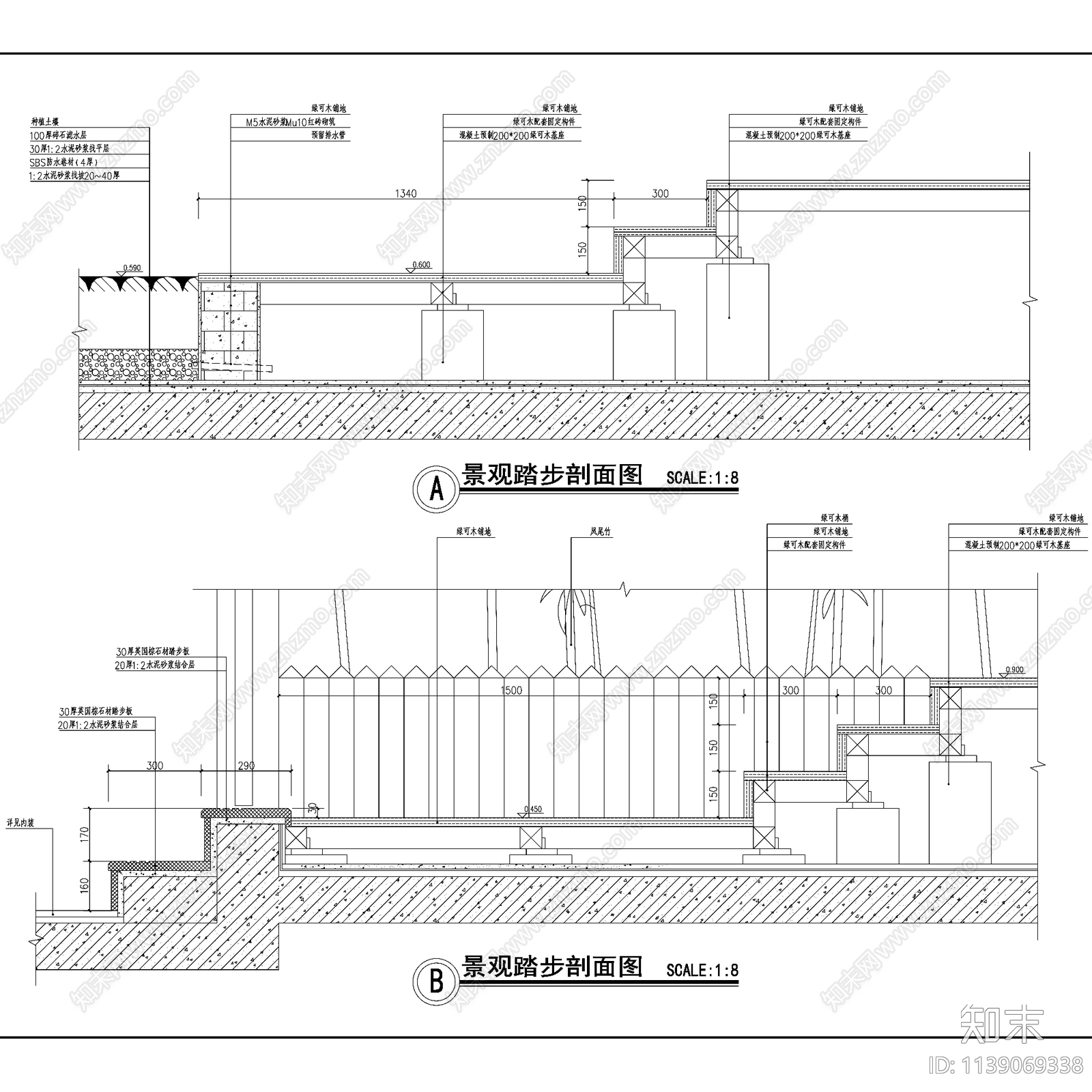 现代屋顶花园景观cad施工图下载【ID:1139069338】